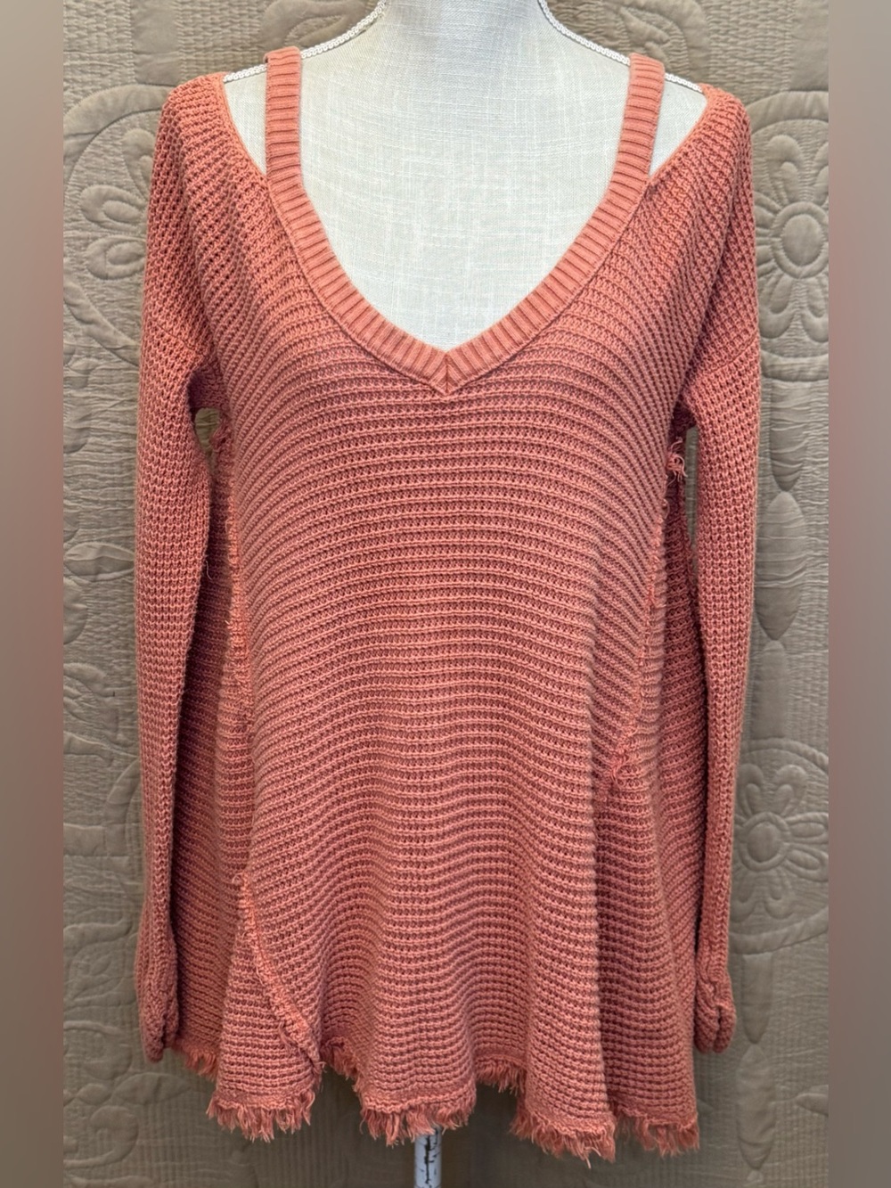 Free People Moonshine Cold-Shoulder V-Neck Sweater with Built in Shoulder straps